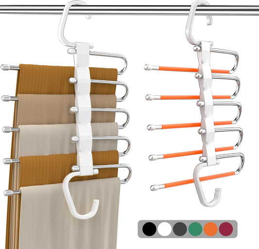 Space-Saving Non-Slip Pants Hangers - 1 Pack for Organizing Jeans, Trousers, Scarves, Leggings, and Skirts (Orange)