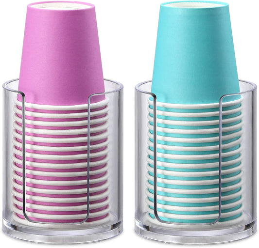 Bathroom Cup Dispenser, 2 Pack Mouthwash Cups Holder, Small Disposable Paper Cup Holders for Rinsing Cups on Bathroom Vanity Countertops