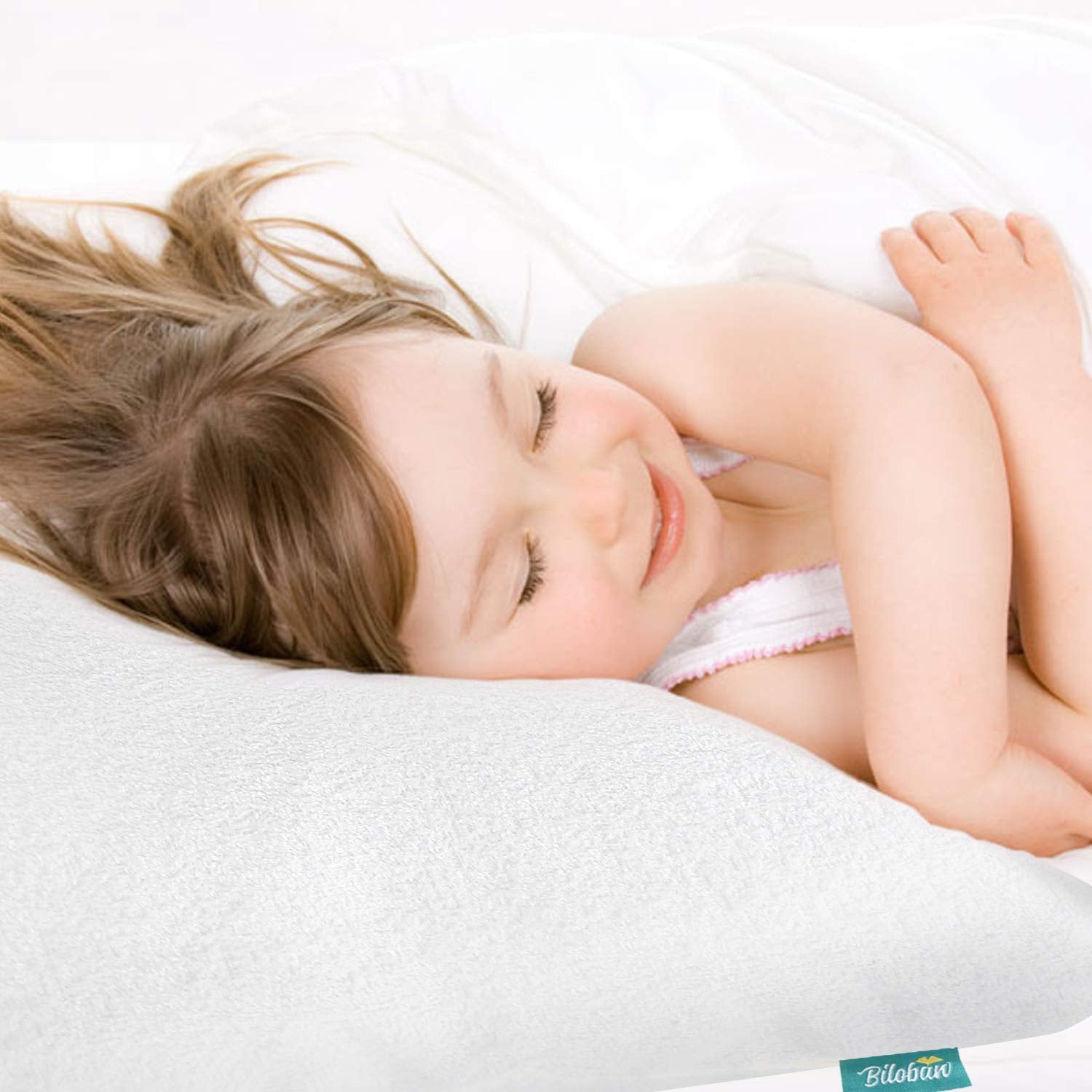 Toddler Pillowcase Protector 2 Pack, Waterproof Pillowcase Cover, Viscose Made from Bamboo Travel Pillow Case Cover with Zipper, Fit Toddler Pillow 13"X18" or 14"X19" for Boys Girls, White