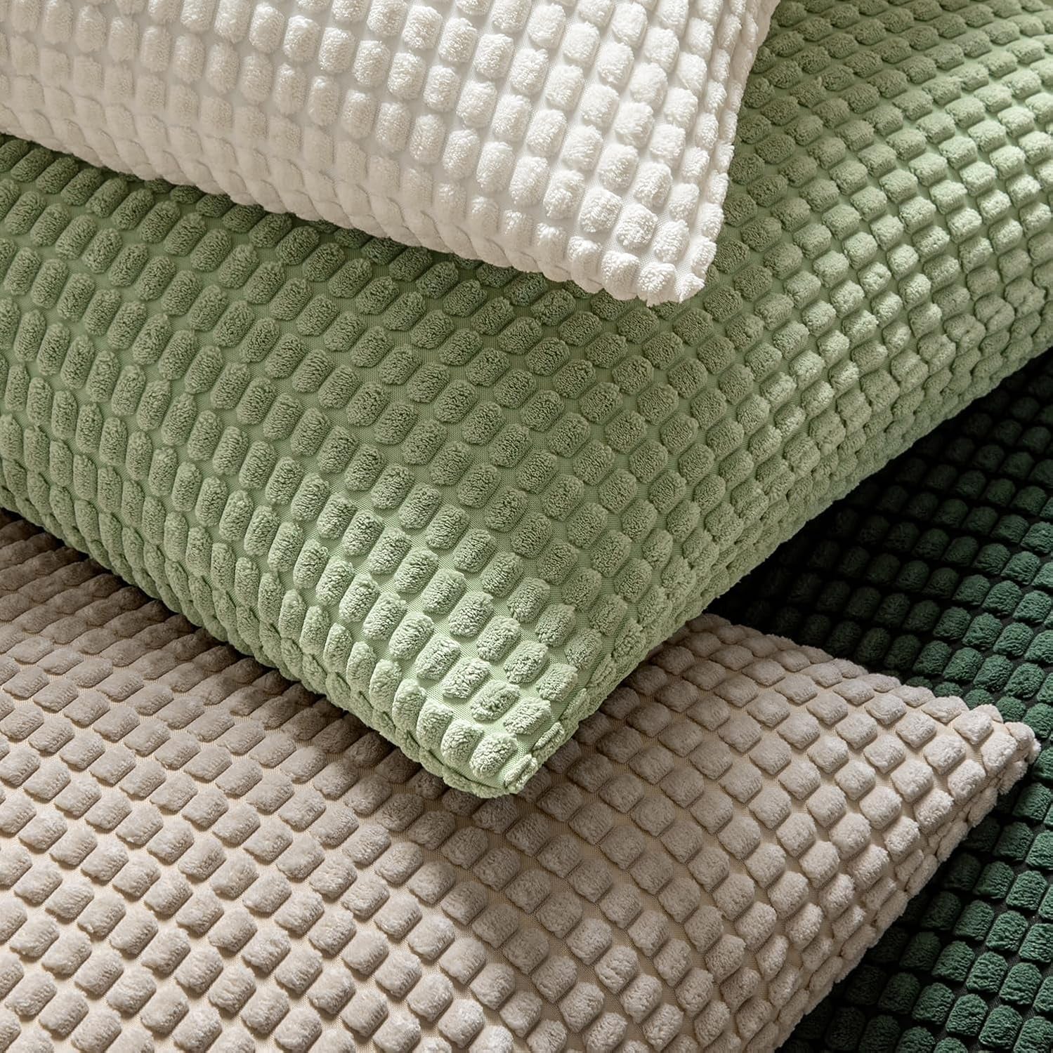 Pack of 2 Pillow Covers 18X18 Inch Granules Soft Corduroy Christmas Decorative Throw Pillow Covers for Couch Cushion Sofa Bedroom Living Room, Dark Green