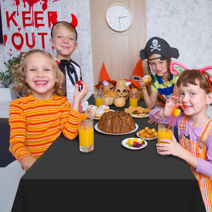 12Pack 54 X 108 Inch Halloween Tablecloths Bulk Plastic Black Purple Orange Table Cloths Disposable Rectangle Table Covers for Halloween Witch Vampire Party Fall Autumn Party Decorations