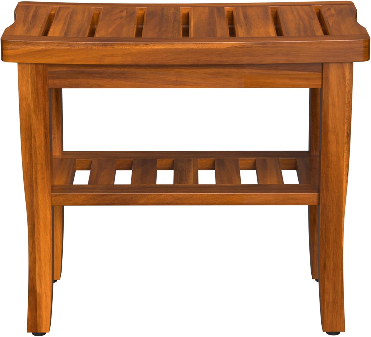 Teak Wood Shower Bench Stool with Storage Shelf, Wooden Waterproof Bathroom Spa Bathing Teak Shower Stool with Non-Slip Feet Gadget 2024 for Indoor or Outdoor Shower Chair Seat Organizer