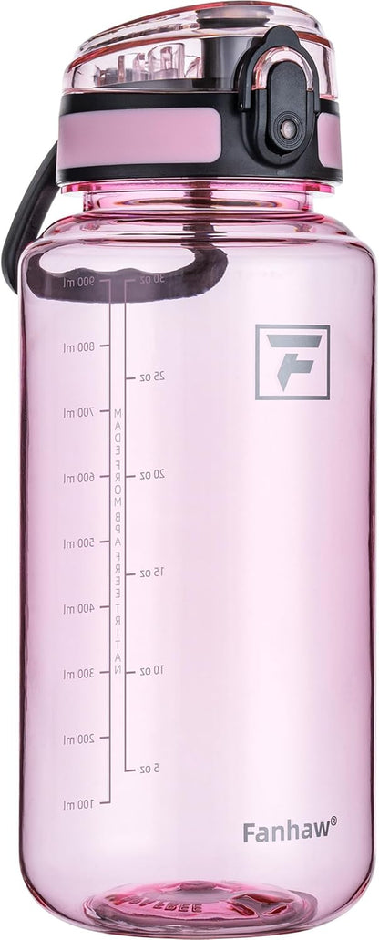 32 Oz Clear Tritan Water Bottle with Chug Lid, Bpa-Free, Wide Mouth, Leak Proof - for Gym, Travel, Home, School, Office (Cherry Blossom)