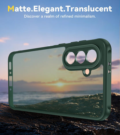 3-In-1 Case for Samsung Galaxy A36 5G 6.7" 2025 with 2 Pack Tempered Glass Screen Protector [Military Grade Protection], Frosted Translucent Back Phone Cover- Green