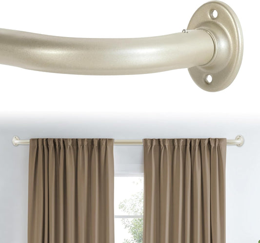 Blackout Curtain Rod for Windows 18.5 to 28.5 Inch, 3/4 Inch Adjustable Wrap around Short Curtain Rods Telescoping Curved Drapery Rods for Living Room Inoor/Outdoor,Nickel