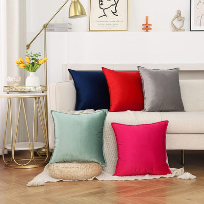 Velvet Navy Blue Throw Pillow Covers 18X18 Inches Pack of 2 Soft Decorative Square Cushion Covers for Couch Sofa Bed Livingroom Car,45X45Cm