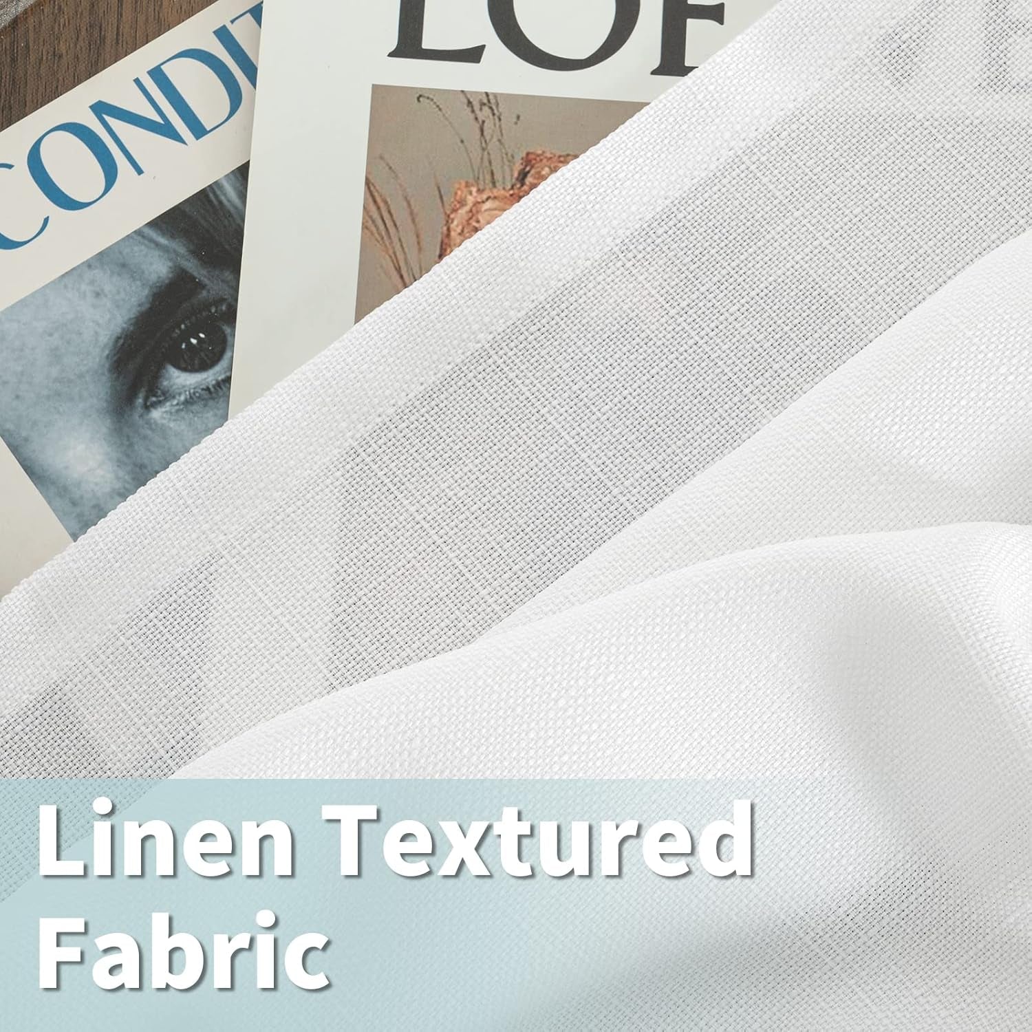 White Linen Curtains 84 Inches Long 2 Panels, Semi Sheer Light Filtering Privacy Neutral Panels Grommet Faux Linen Textured Opaque Drapes for Bedroom/Living Room, 52 X 84 Inch