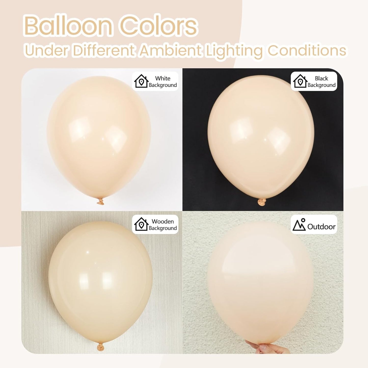 110Pcs Nude Balloon Arch Garland Kit, 18 12 10 5 Inch Apricot Balloons Different Sizes for Birthday Party Decorations