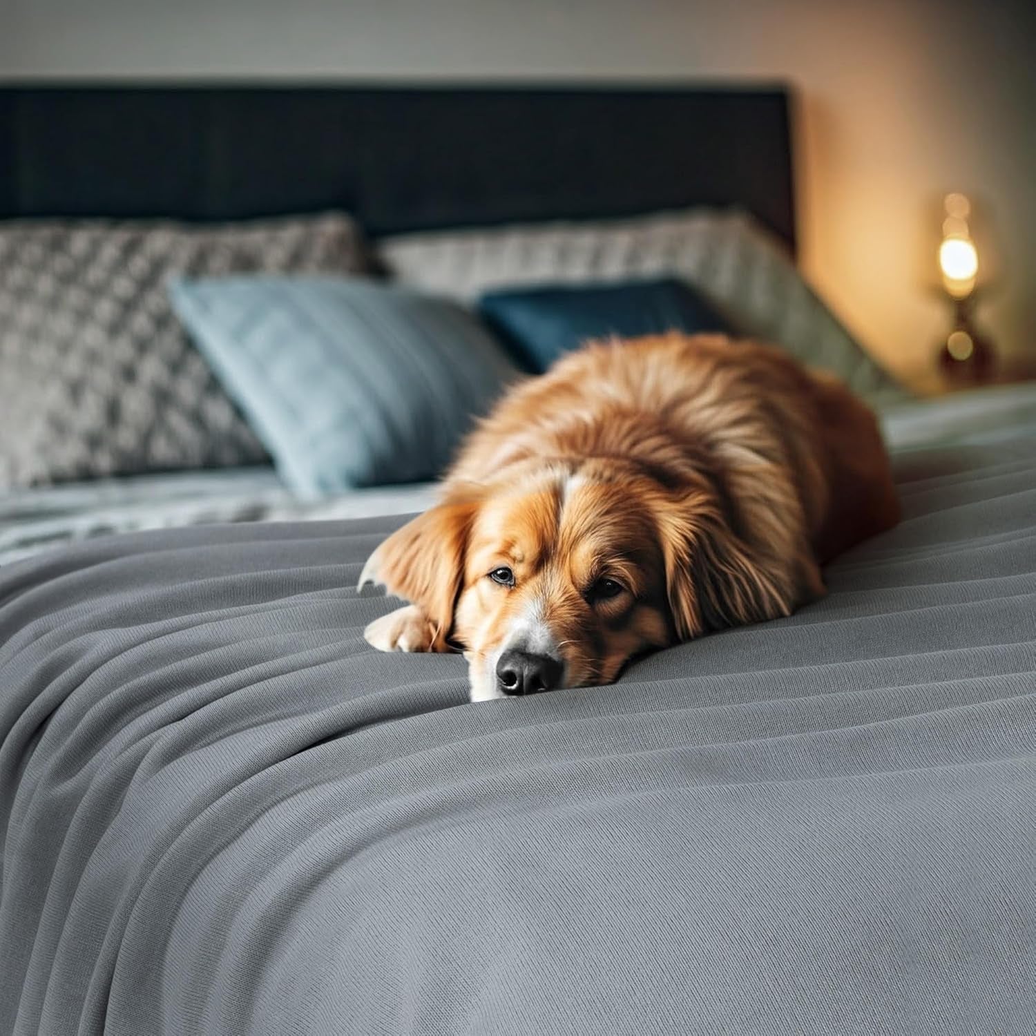 Knit Blanket Queen Size (90X90 Inches, Grey) Soft Lightweight Jersey Breathable Sweatshirt Blanket for Bed,Couch & Sofa