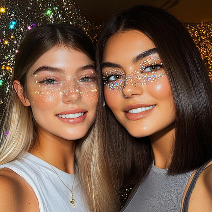 Glitter Freckles Face Tattoo,6Pcs Festival Rave Accessories for Women,Gold Silver Face Waterproof Sparkles Freckles Half Magic Makeup Jewels Stickers (6PCS)