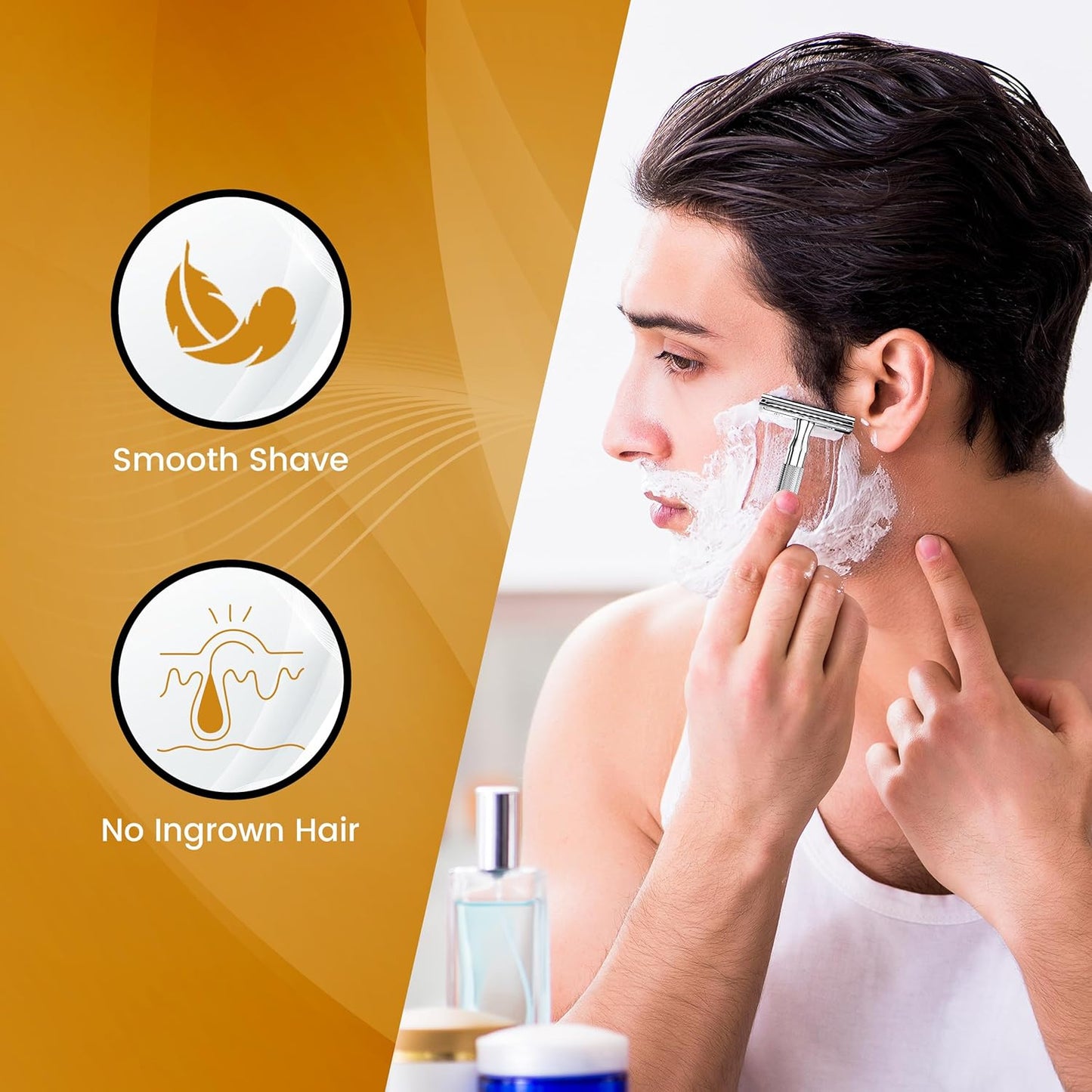 Double Edge Safety Razor for Men & Women with 10 Premium Stainless Steel Blade Refills, Reusable Single Blade Razor, Silver