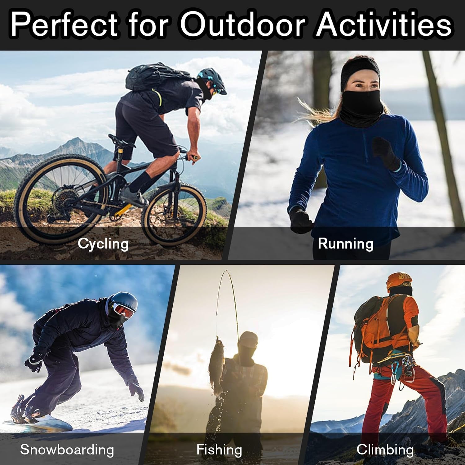 2 Pack Winter Thernal Neck Gaiters for Men,Women Warmer,Loose Face Cover Breathable Mask Dust&Wind Proof Scarf for Skiing Fishing Hiking Cycling Outdoor Activity