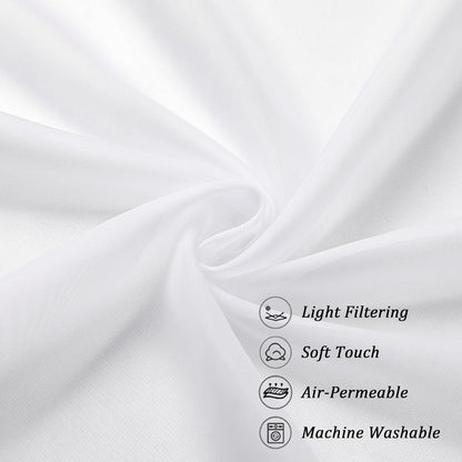 Sheer White Tier Curtains 24 Inch Length Set, Small Window Curtains Treatment for Bathroom/Living Room/Cafe/Basement, Short Voile Curtain Tiers 42In X 24In, Rod Pocket, 2 PCS