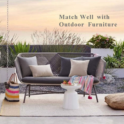 Pack of 2 Decorative Outdoor Solid Waterproof Throw Pillow Covers Faux Linen Garden Farmhouse Cushion Cases for Patio Tent Balcony Couch Sofa 18X18 Inch Beige