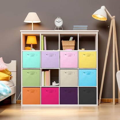 Foldable Fabric Storage Cubes and Cloth Organizer Drawer for Closet and Toys, 6 Pack (6 Colors)