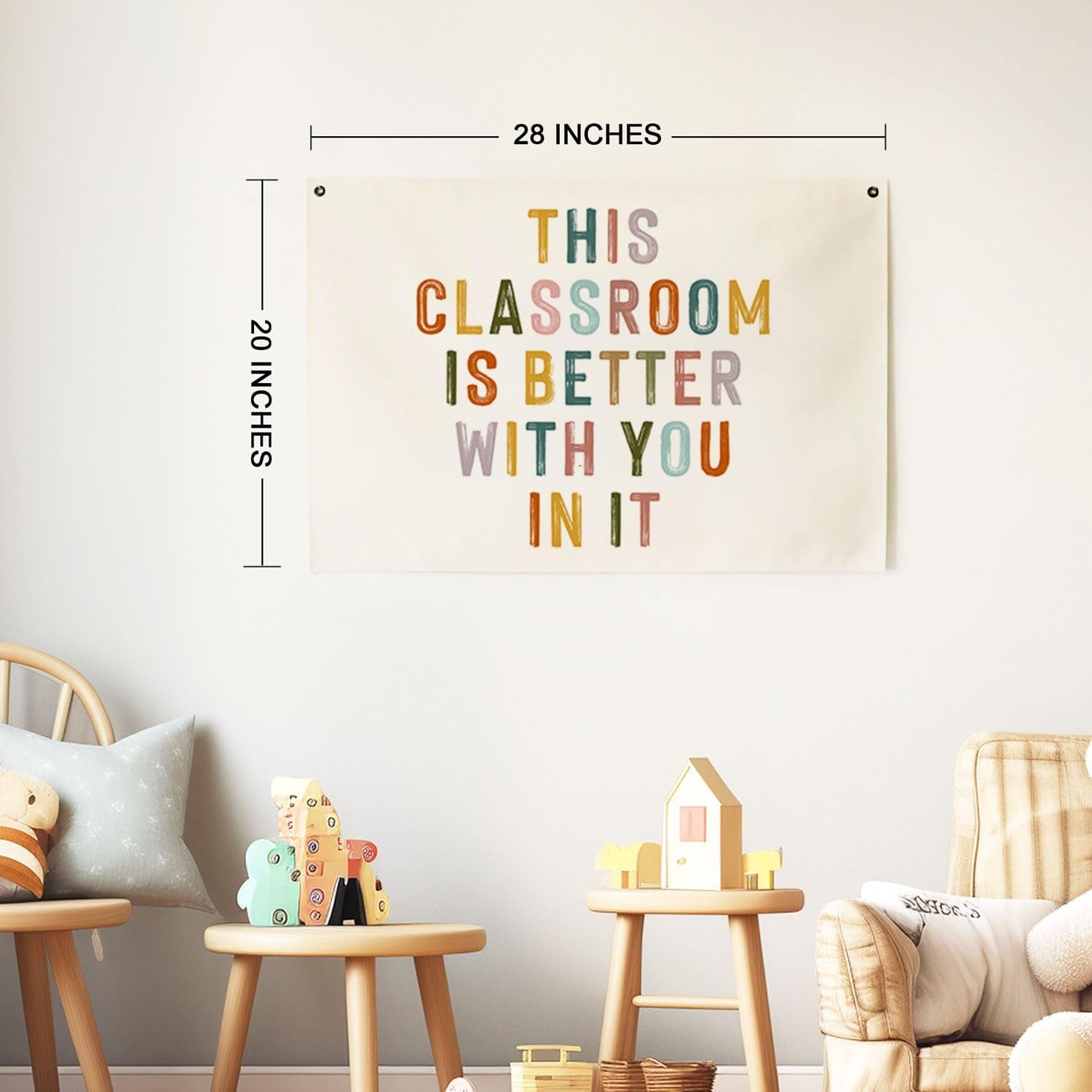 This Classroom Is Better with You in It Cavas Banner, Classroom Tapestry, Welcome Classroom Cavas Flag, Back to School Decor, Positive Classroom Sign, Kids Affirmation Hanging Banners (20X28Inch)