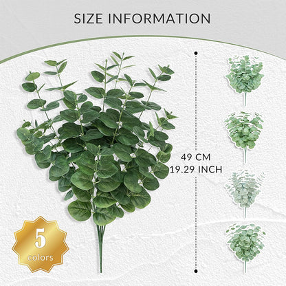 2 PCS Artificial Eucalyptus Stems, 25" Fake Plants Faux Greenery Stems for Centerpiece Table Decorations Flower Arrangement Wedding Kitchen Island Home Vase Decor, Green