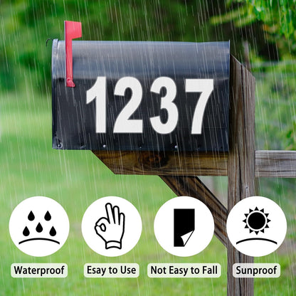 3 Inch Reflective Mailbox Numbers Sticker (0-9, 5 Sets) for Outside, Strong Self Adhesive Vinyl House Numbers for Mailbox, Signs, Door, Cars, Trucks, Home, Business, Address Number