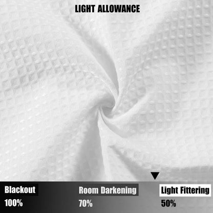 Waffle Weave Half Window Tier Curtains: Small Bathroom Window Curtains Waterproof with 36 Inch Length Short Length for Cafe & Kitchen - White, 36"X36" for Each Panel, Set of 2