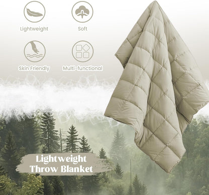 ® Soft Feather down Throw Blanket Lightweight Packable Couch Throw for Indoor and Outdoor Use, 50"X70", Beige