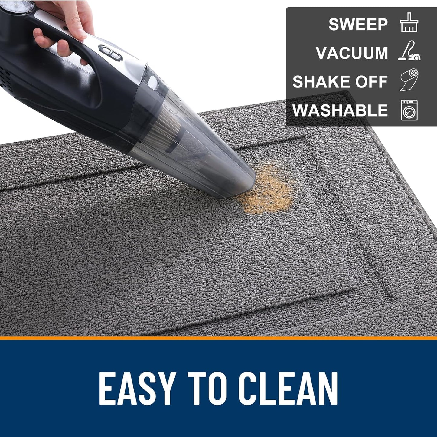 Door Mat Indoor Entrance Washable 32X20, Absorbent Non-Slip Front Back Geometric Doormat, Resist Dirt Entry Carpet, Easy to Clean Sturdy inside Floor Mats for Entryway, Grey