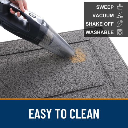 Door Mat Indoor Entrance Washable 32X20, Absorbent Non-Slip Front Back Geometric Doormat, Resist Dirt Entry Carpet, Easy to Clean Sturdy inside Floor Mats for Entryway, Grey