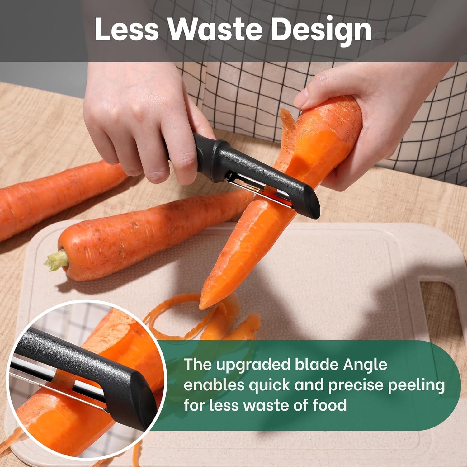 Swivel Vegetable Peeler, Razor-Sharp Smooth Peeling Stainless Steel Blades, Ergonomic Comfort Non-Slip Rubber Handle, Durable Kitchen Peeler Tool with Potato Eye Remover, Dishwasher Safe, Black