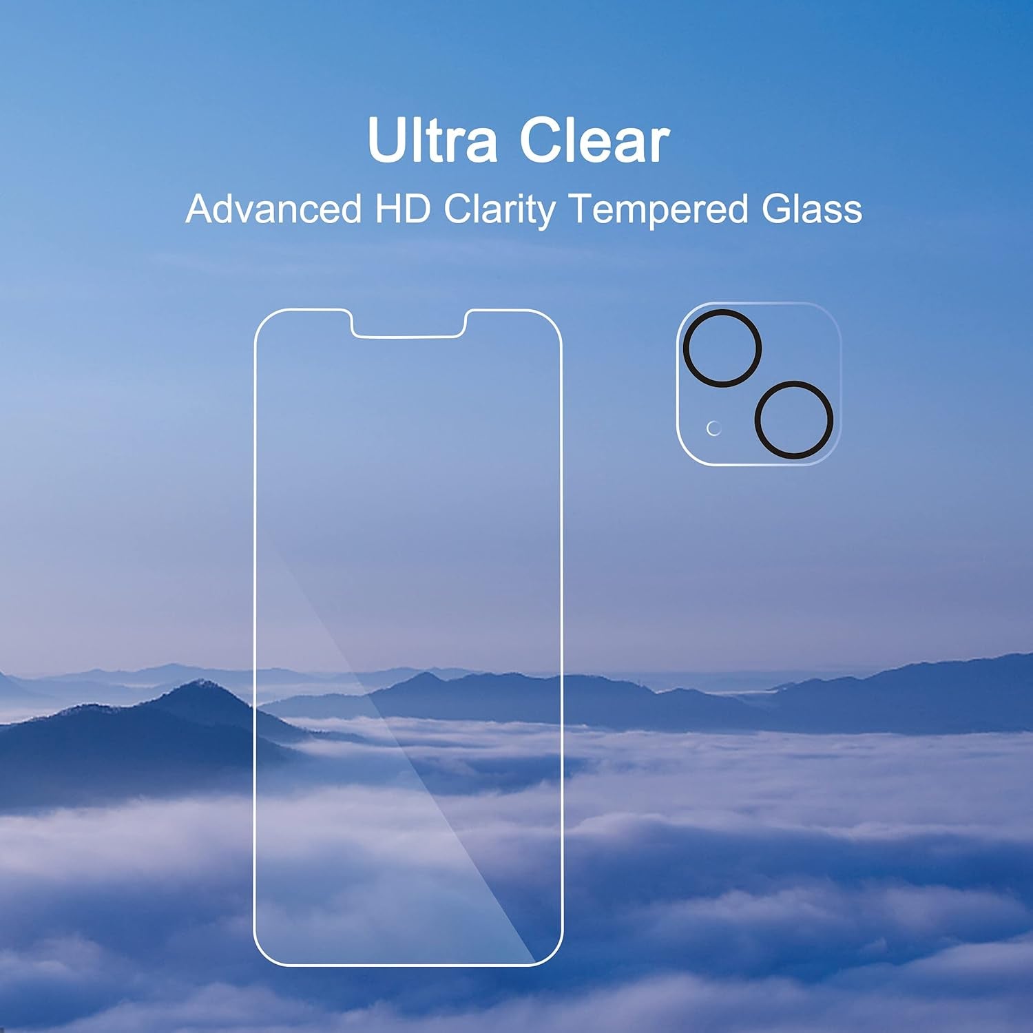 2 Pack Screen Protector for Iphone 13 [6.1 Inch Display] with 2 Pack Tempered Glass Camera Lens Protector,[9H Hardness]-Hd