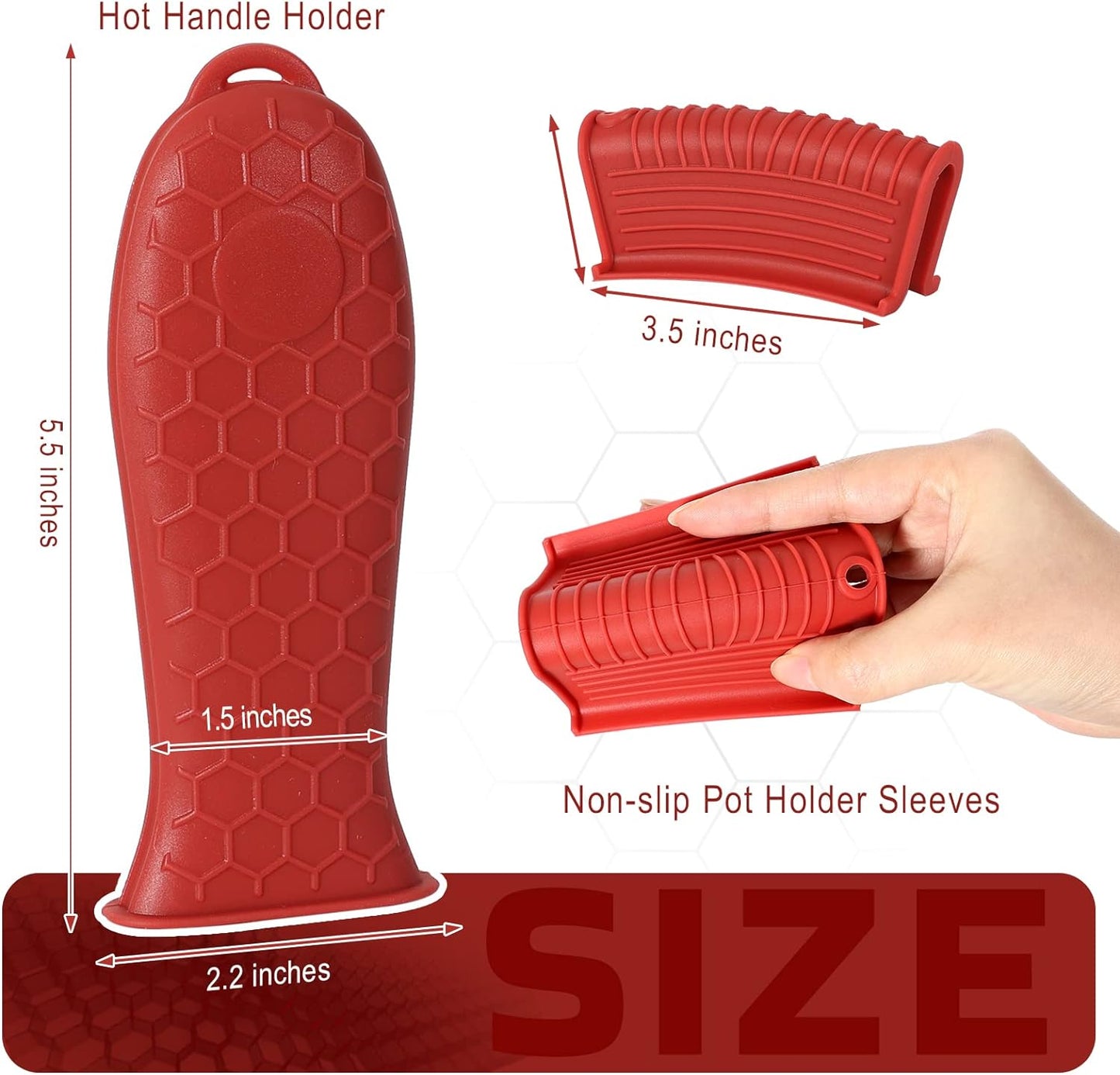 Cast Iron Handle Covers, 6 Pack Heat Resistant Silicone Handle Covers for Cast Iron Skillets and Pans