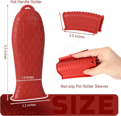 Cast Iron Handle Covers, 6 Pack Heat Resistant Silicone Handle Covers for Cast Iron Skillets and Pans