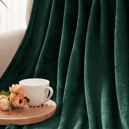 Extra Large Forest Green Fleece Throw Blanket - 300GSM Super Soft and Warm, Cozy and Lightweight for All Season Use, 50x70 Inches