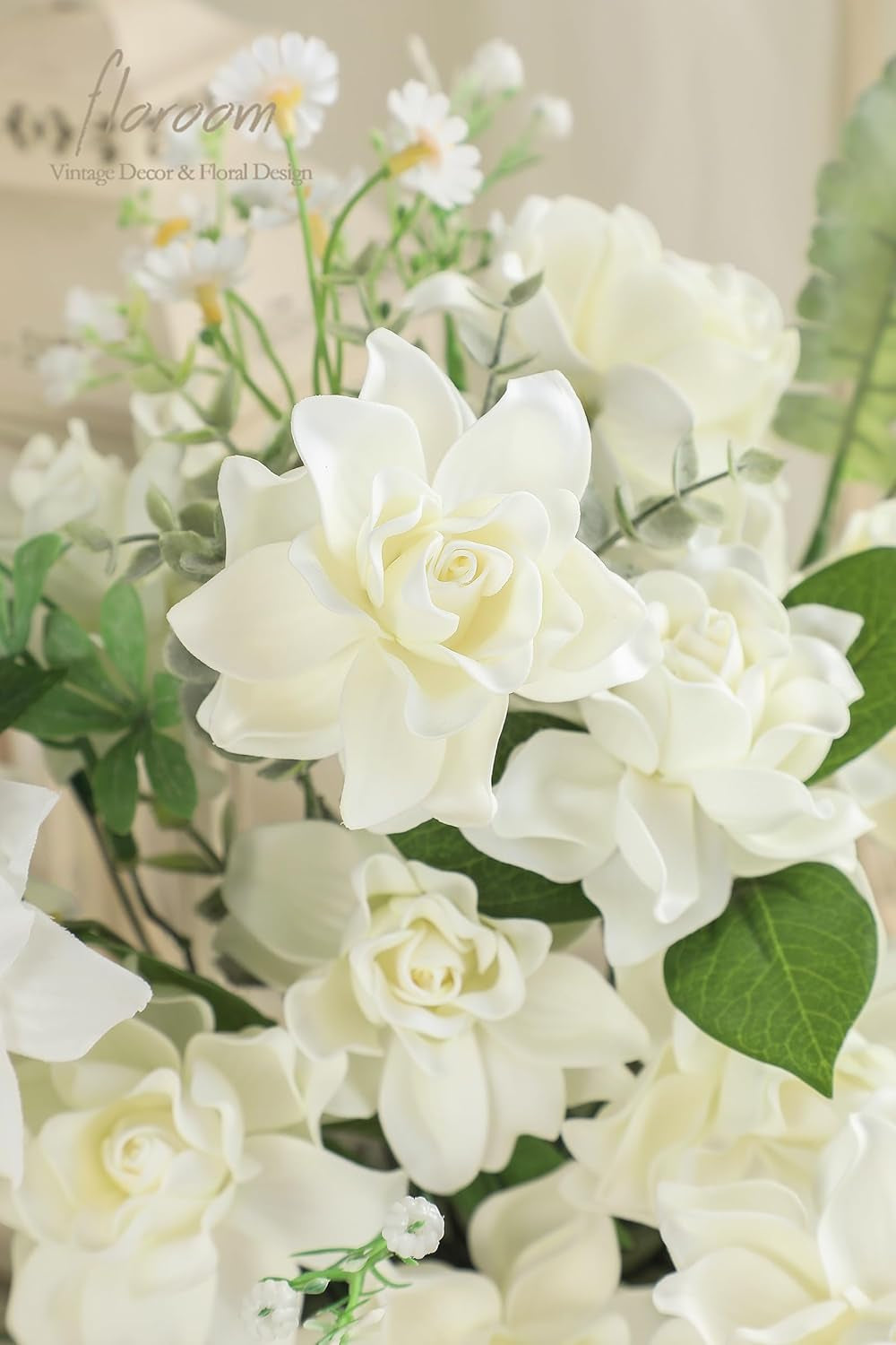 Artificial Gardenia Flowers - 2.7" Ivory Foam Faux Flowers (25 Pieces) with Stems for DIY Wedding Bouquets, Bridal Showers, Centerpieces, Floral Arrangements, and Home Decor