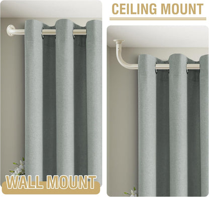 Blackout Curtain Rod for Windows 18.5 to 28.5 Inch, 3/4 Inch Adjustable Wrap around Short Curtain Rods Telescoping Curved Drapery Rods for Living Room Inoor/Outdoor,Nickel