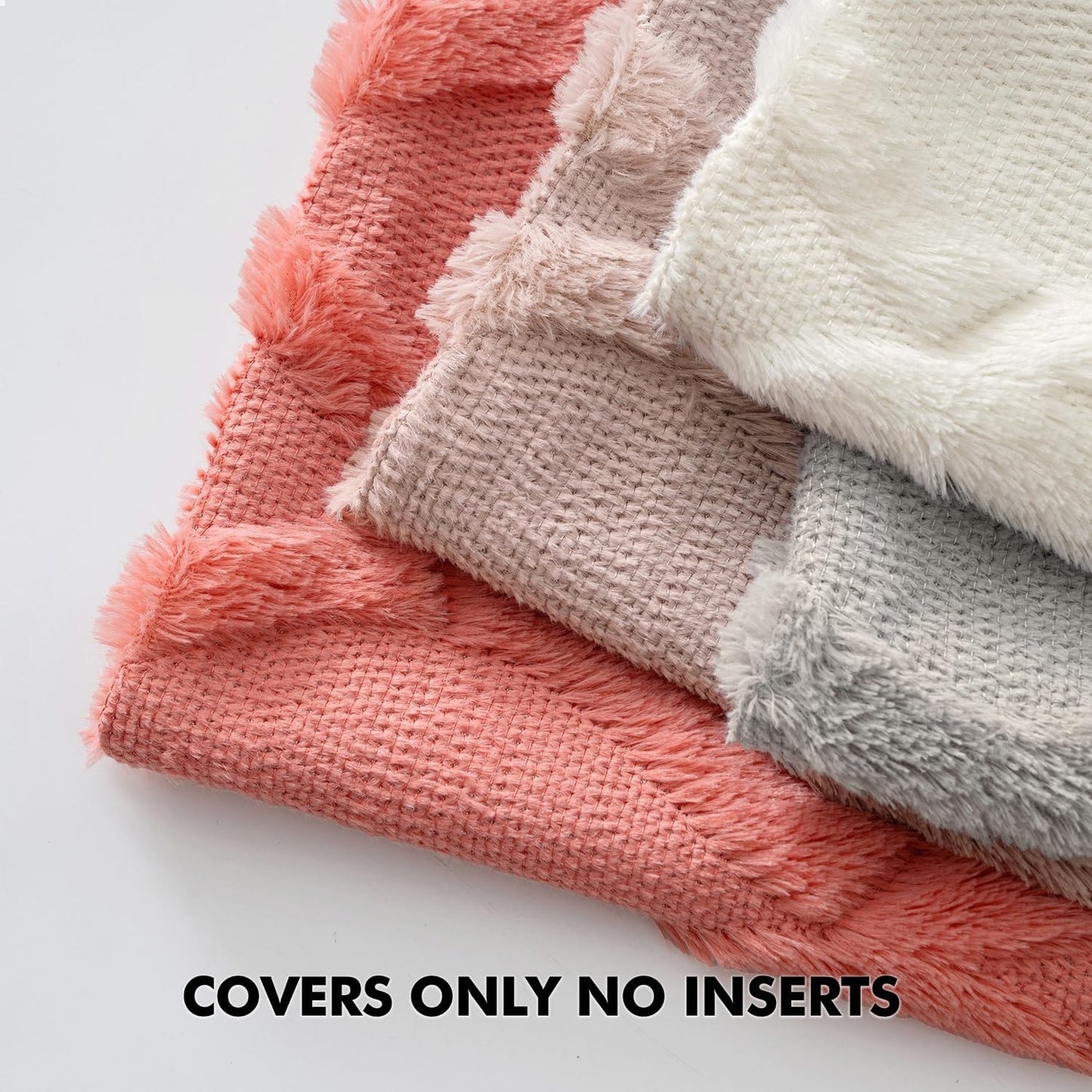 Spring Decorative Throw Pillow Covers Blush Pink 18X18 Inch Set of 2, Soft Plush Faux Wool Couch Cushion Covers Farmhouse Throw Pillows for Couch Bed Sofa Living Room