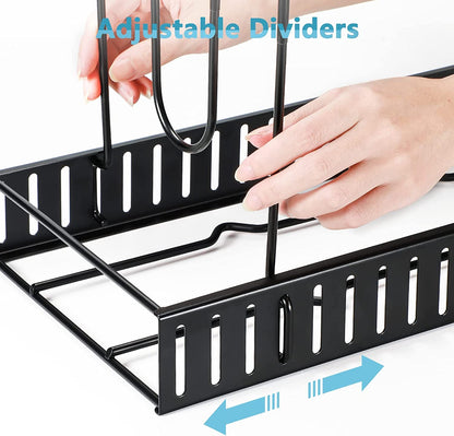 Pots and Pans Organizer for Cabinet 16.61 Height, 8 Tier Pot Organizers Rack with 3 DIY Methods, Adjustable Pan Organizer under Cabinet Kitchen Organization and Storage