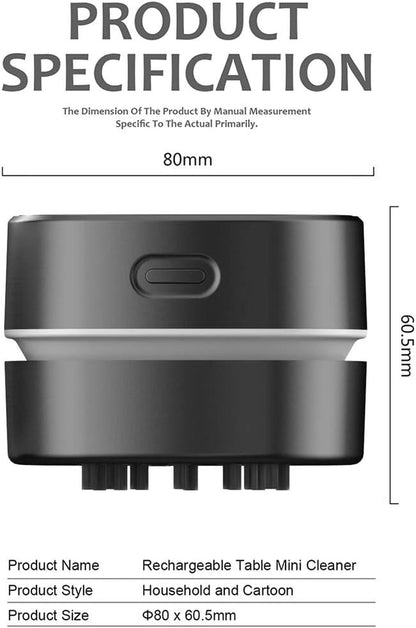 Desktop Vacuum Cleaner,Mini Table Dust Sweeper Energy Saving,High Endurance up to 400 Mins,Cordless&360º Rotatable for Cleaning Hairs,Crumbs,Computer Keyboard of Gifts for Kids (Black)