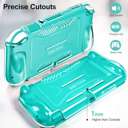 Clear Case for Nintendo Switch Lite Carrying Protective TPU Case, Soft TPU Grip Cover for Joy-Con Grip Cover with 2 Pack Screen Protector Tempered Glass Shock-Absorption, Anti-Scratch