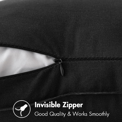 Pack of 2 Decorative Linen Pillow Covers Boho Farmhouse Modern Soft Accent Throw Pillows Neutral Cushion Covers for Sofa Couch Bed Living Room Home Decor, 18X18 Inch Black