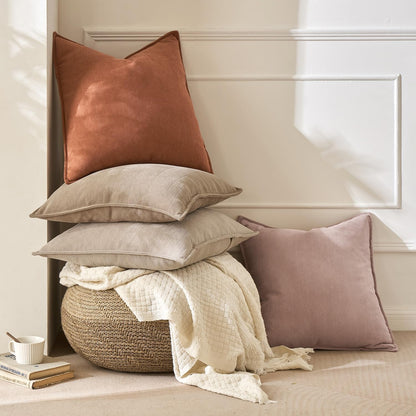 Pack of 2 Burnt Orange Decorative Pillow Covers 18X18 Inch Fall Soft Chenille Luxurious Couch Throw Pillows Farmhouse Cushion Covers with Elegant Design for Sofa Bedroom Living Room Home Decor