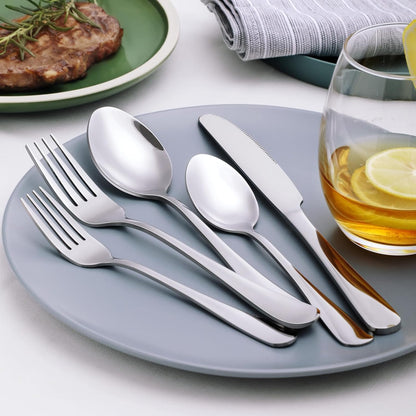 30-Pack Silverware Set with Steak Knives, Food-Grade Dishwasher Safe, Stainless Steel Utensils Set Includes Spoons Forks Knives for Home Restaurant Hotel