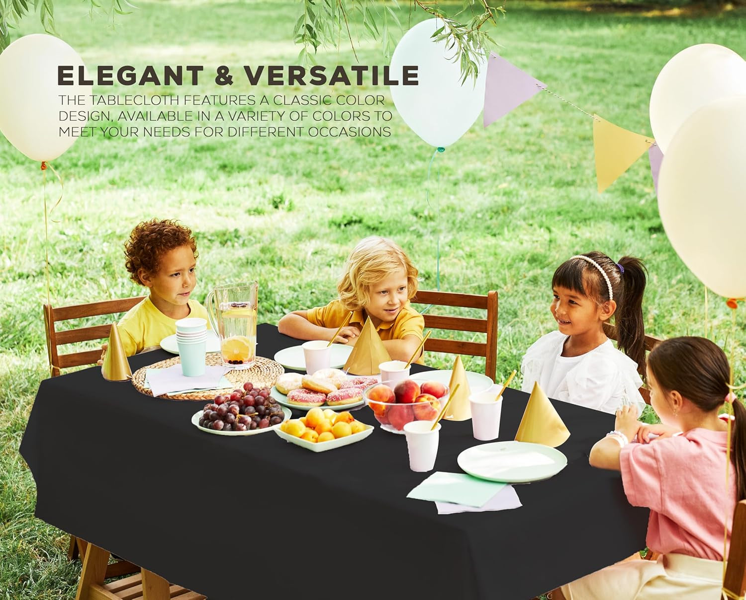 Plastic Table Cloth Disposable (12 Pack - 54X108 Inch) Black Rectangle Tablecloth Waterproof Stain Resistant Party Table Cover