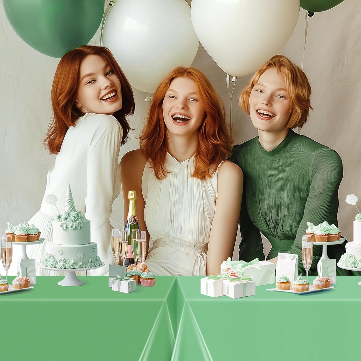 Set of 4 Dark Green Rectangle Tablecloths, 54x72" Solid Color Waterproof and Spillproof Disposable Plastic Covers, Durable Table Linens for Dining, Buffets, Picnics, and Outdoor Events