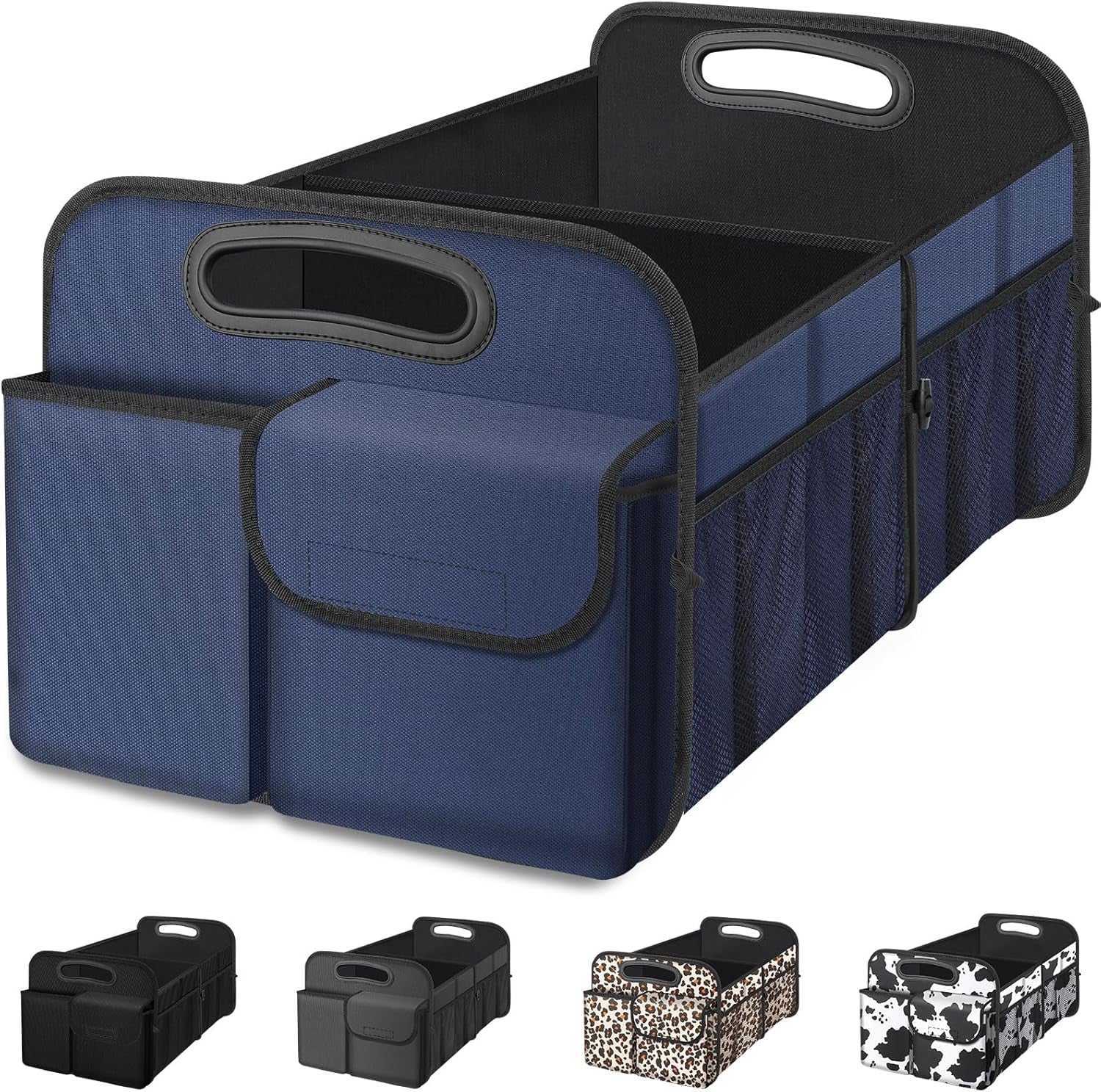 Car Trunk Organizer, Collapsible, Waterproof, Non-Slip, Blue, 52L, 5 Compartments, Rectangular, Portable, Practical/Functional