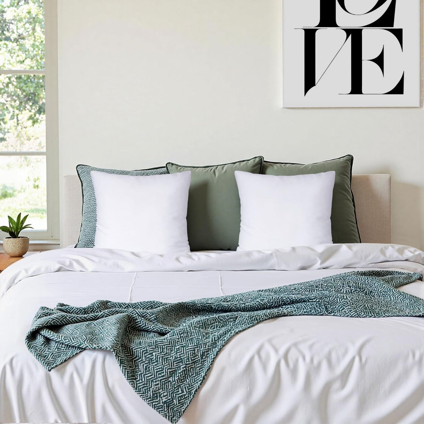 Set of 2 Throw Pillow Inserts Premium Pillow Stuffer Square Form for Decorative Cushion Bed Couch Sofa 14X14 Inch