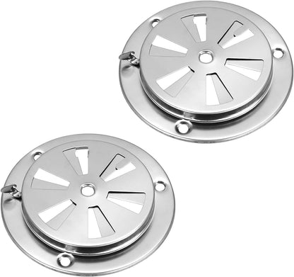 2-Piece Stainless Steel BBQ Grill Smoker Exhaust Vent Damper Set for Airflow Adjustment and Smoke Control, Replacement Parts JMUS20243414