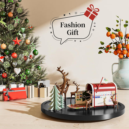 9'' Wood Lazy Susan Organizer Turntable for Cabinet, Lazy Susan for Table Top, Pantry, Kitchen, Bathroom, Countertop, Rotating Spice Organizer, Vanity Decor Tray, Pine Wood, Black