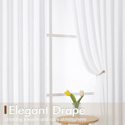 Chenille White Kitchen Curtains 36 Inch Length, Light Filtering Luxury Short Cafe Curtains, Velvet Rod Pocket Half Window Curtain for Bathroom Basement RV Camper, 30Wx36L Inch, 2PCS