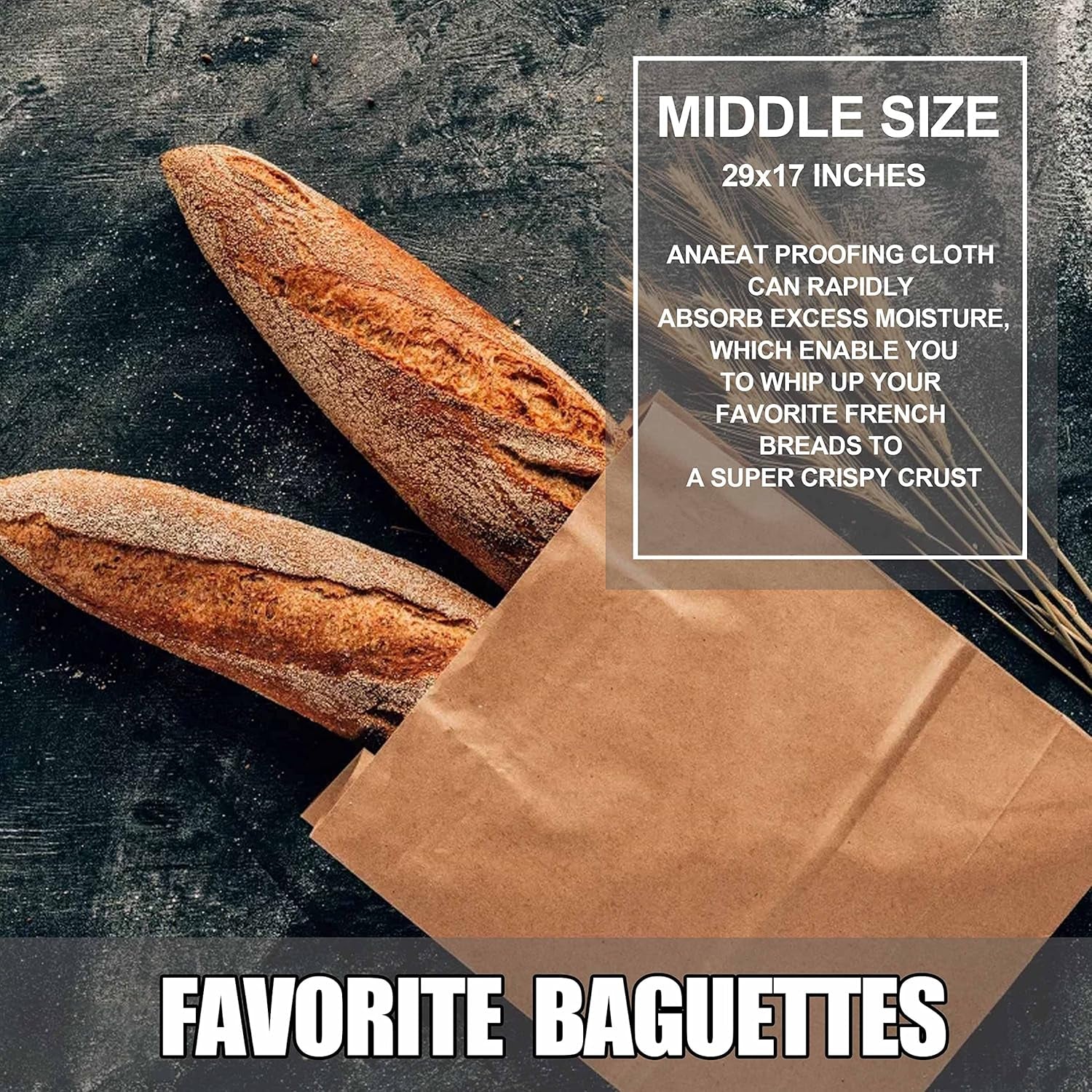 Nonstick French Baguette Bread Pan with Thick Professional Proofing Cloth Dough Couche - Long Sourdough Bread Baking Pan Tray for Professional & Home Baker, Perforated Loaves Bake Mold Supplies
