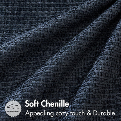 Pack of 2 Couch Throw Pillow Covers 18X18 Inch Coastal Navy Blue Modern Boho Accent Decorative Pillow Covers Soft Chenille Farmhouse Cushion Covers for Home Decor Bed Sofa Living Room