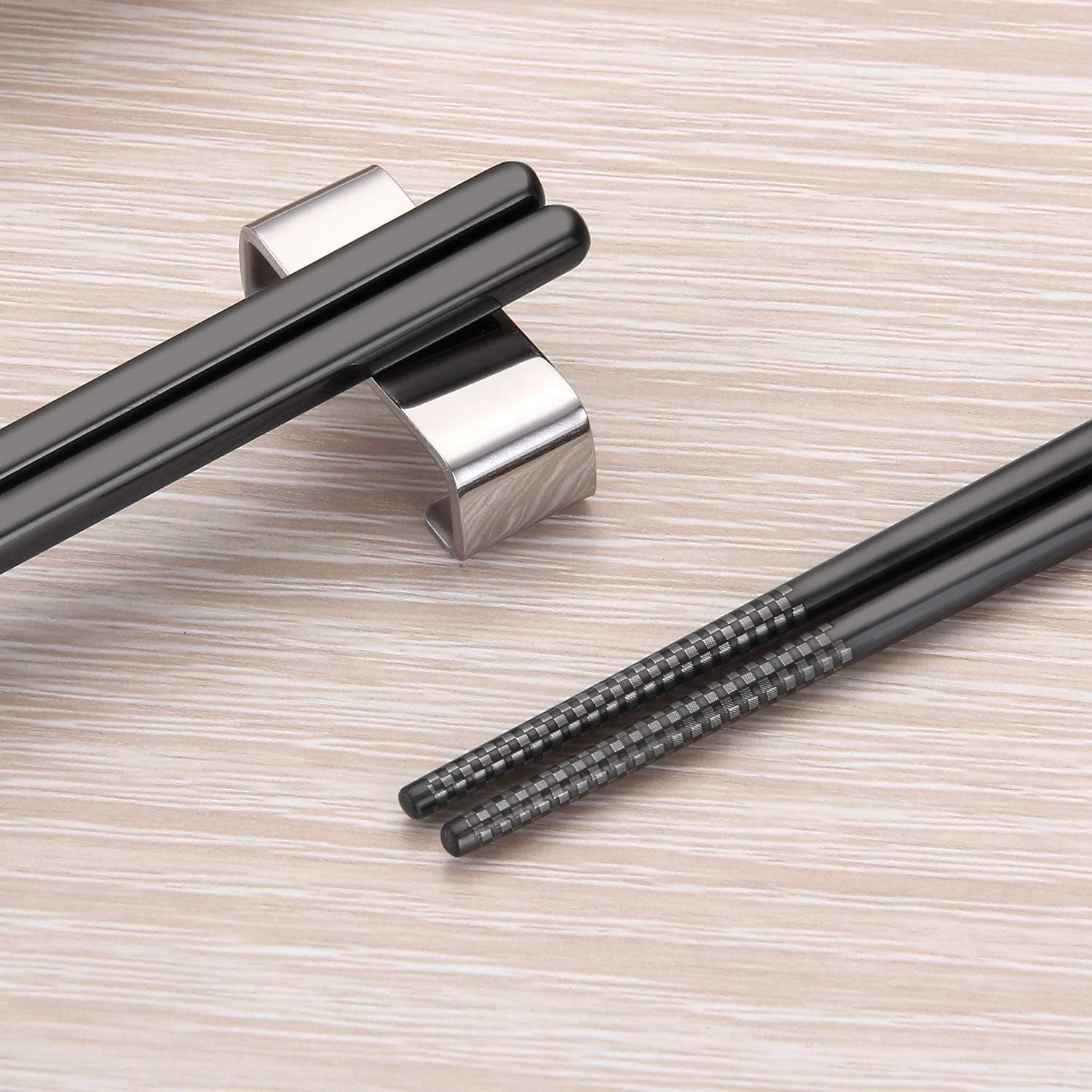 Stainless Steel Chopsticks, 9.45 Inches, Reusable (5 Pairs, Black)